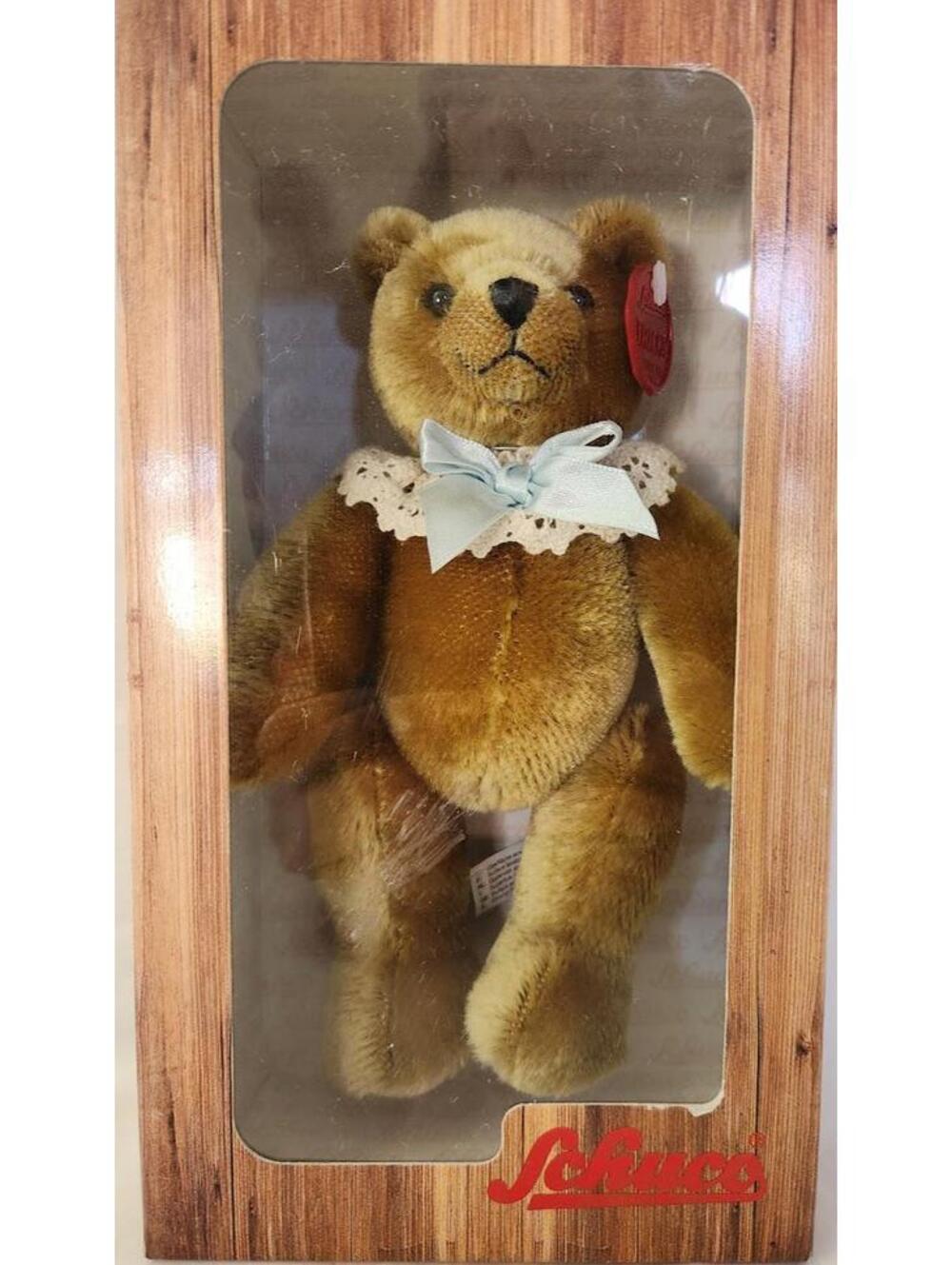 Vintage Schuco Toy Mohair Linen Jointed 8" German Teddy Bear Tricky New in Box
